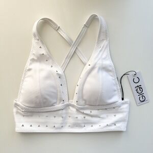 NEW Gigi C Eden Triangle Cup Cutout Sports Bra Crop Top Small White